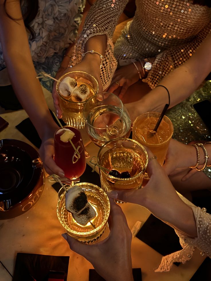 Friends toasting on a night out